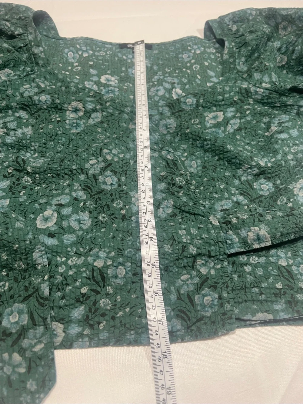 Madewell Emerald Green Floral Wrap Puff Sleeve Blouse